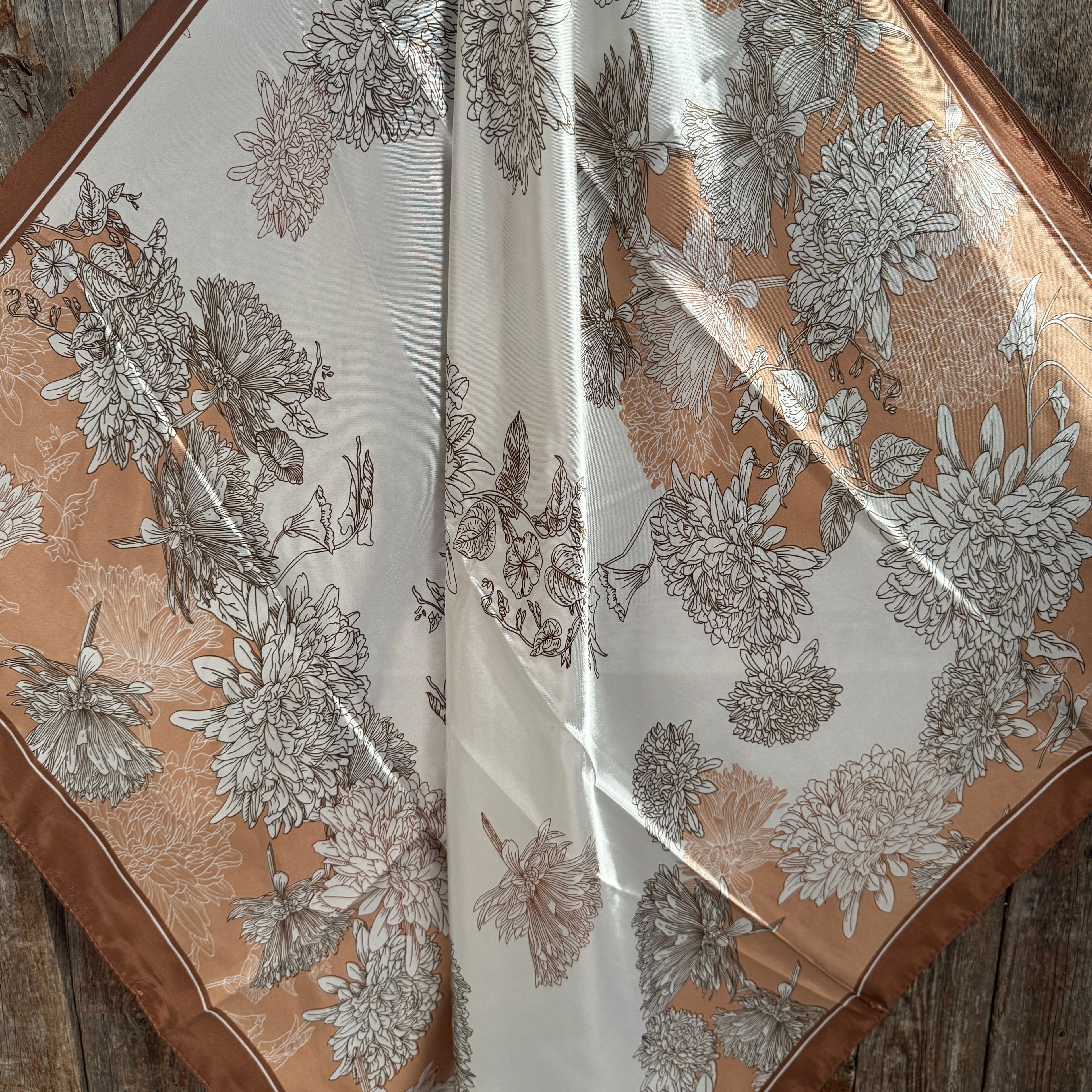 Brown and Tan Floral Wild Rag - Western Scarf
