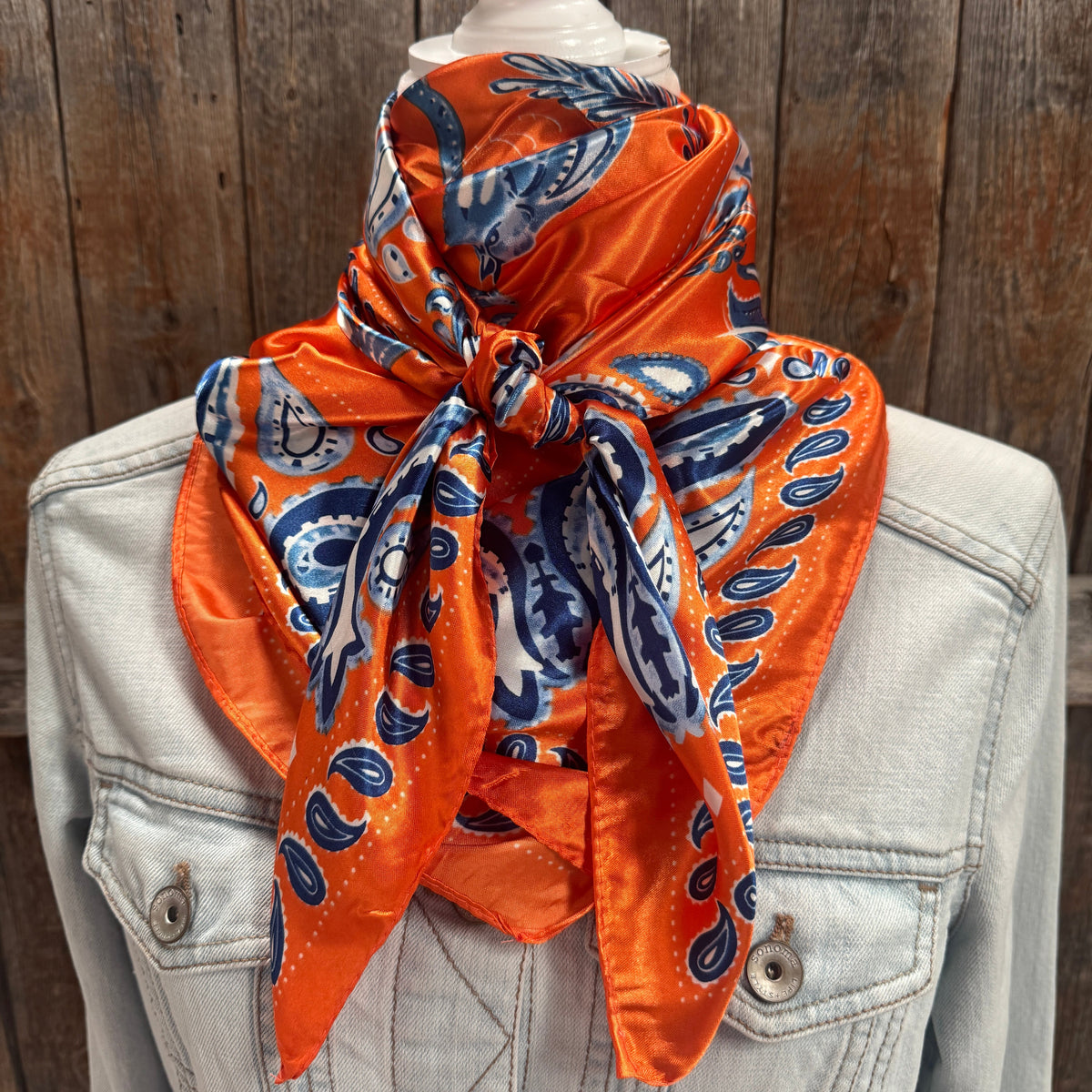 Orange and Blue Paisley Wild Rag - Western Scarf