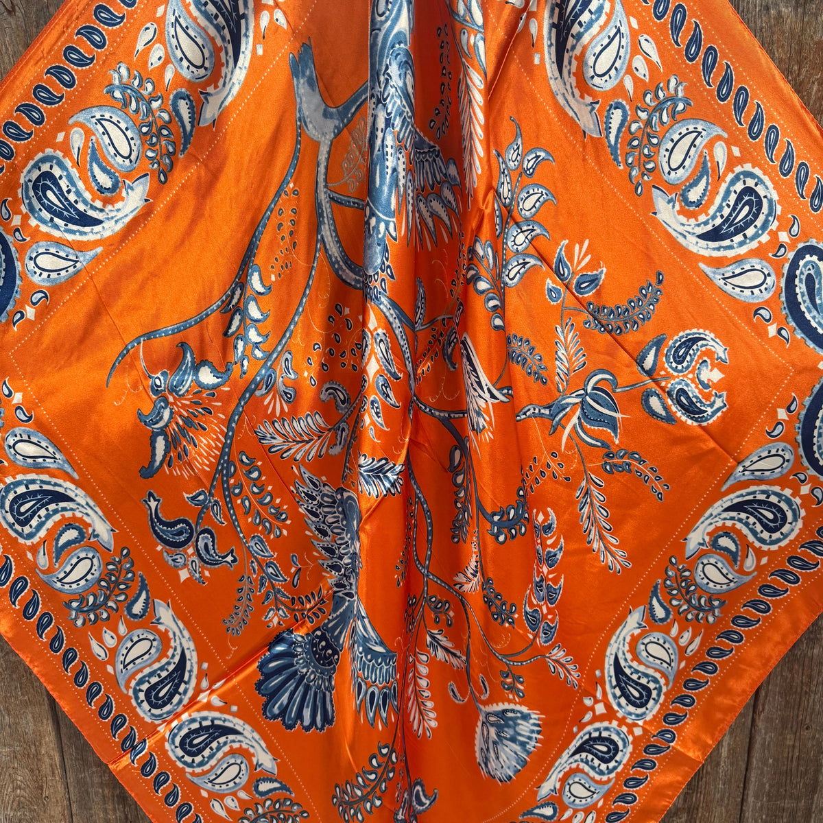 Orange and Blue Paisley Wild Rag - Western Scarf