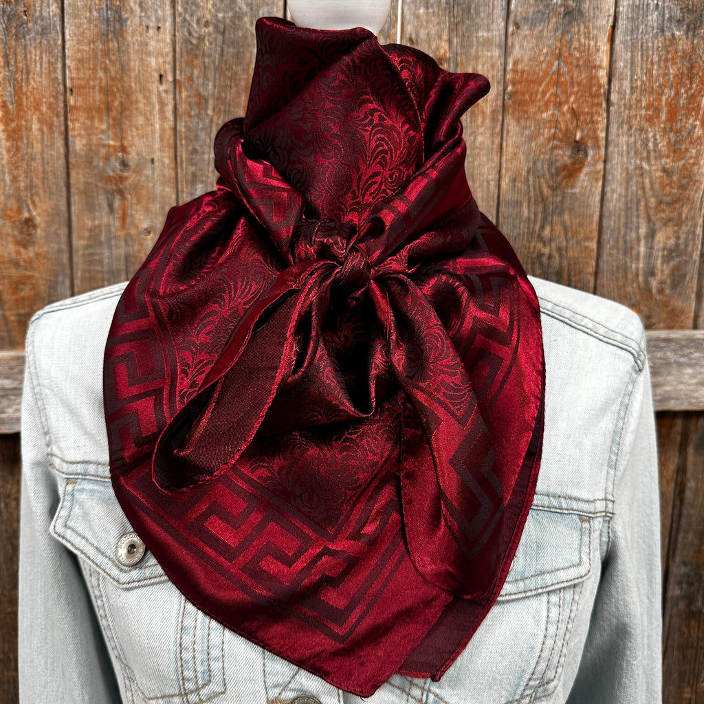 35X35" Burgundy Jacquard Wild Rag / Scarf WR4001