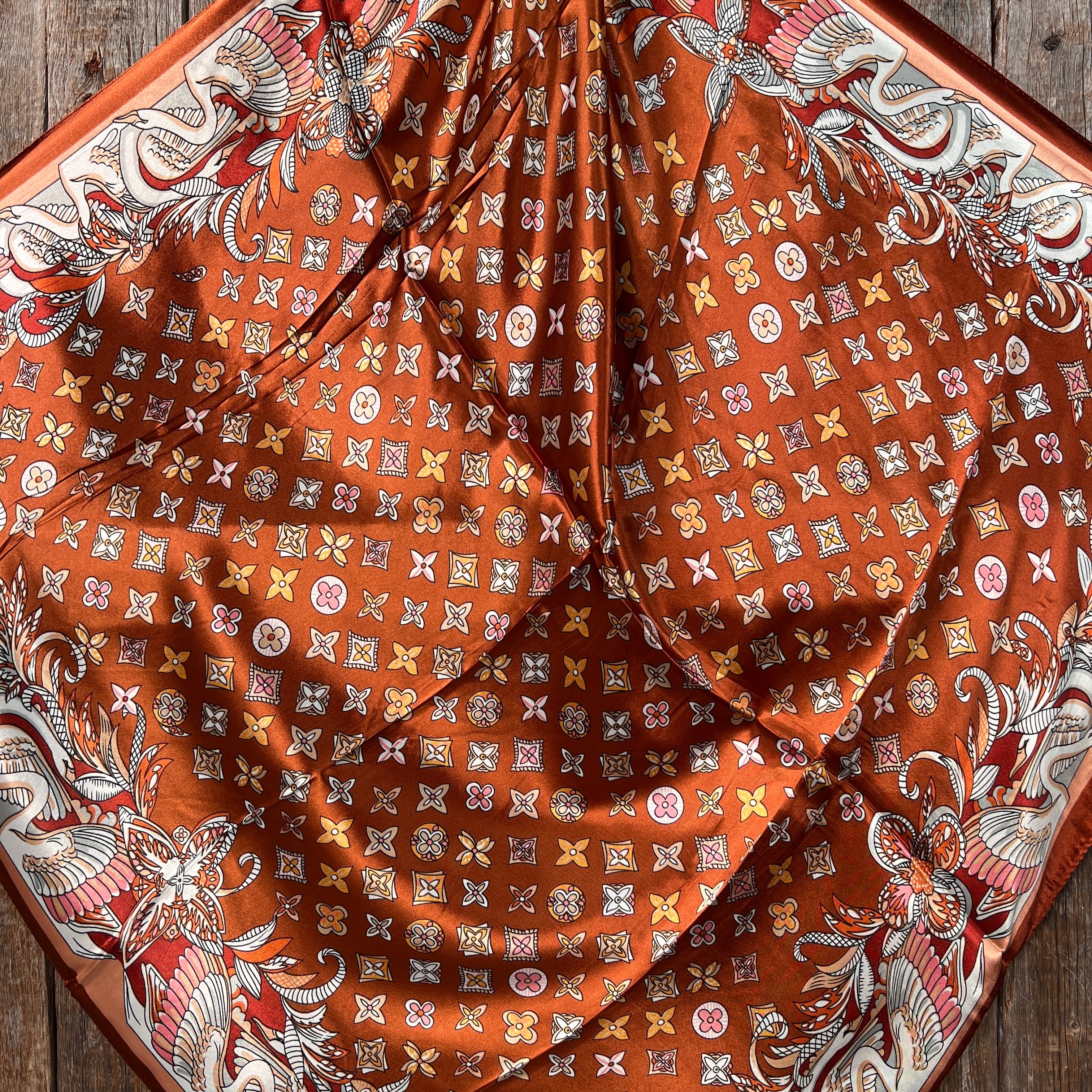 Orange  Multi-Floral Wild Rag - Western Scarf