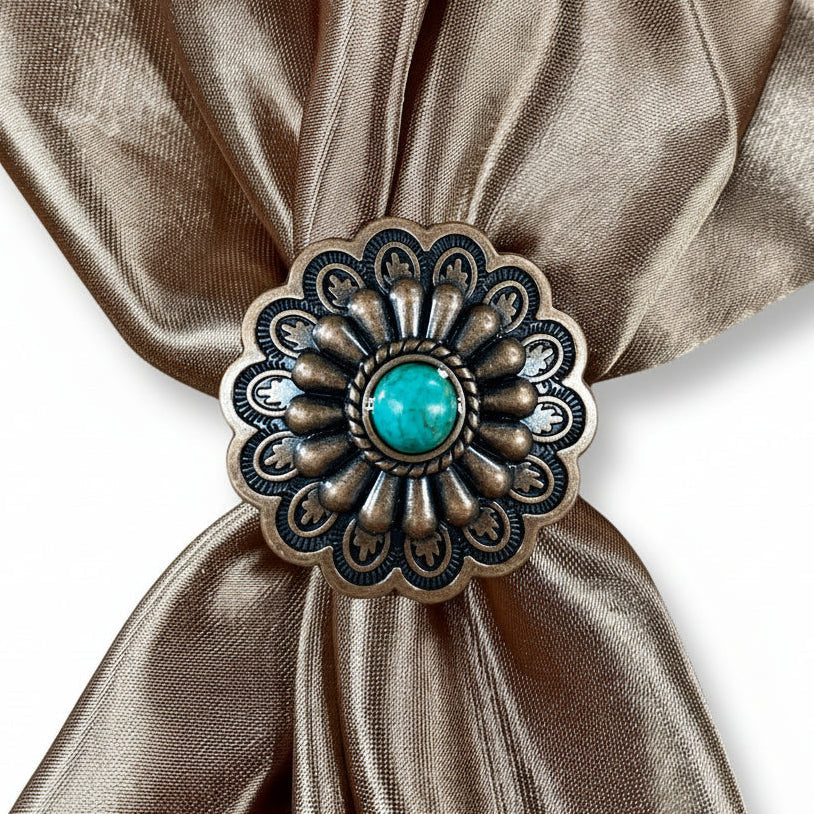 Copper Turquoise Western Concho W103 — view 9