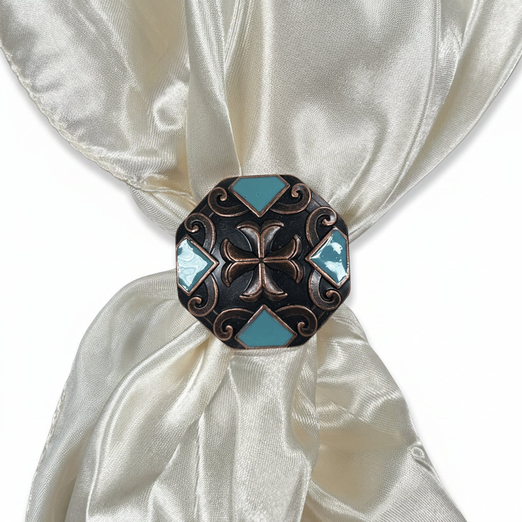 Copper Turquoise Western Concho W104 — view 6