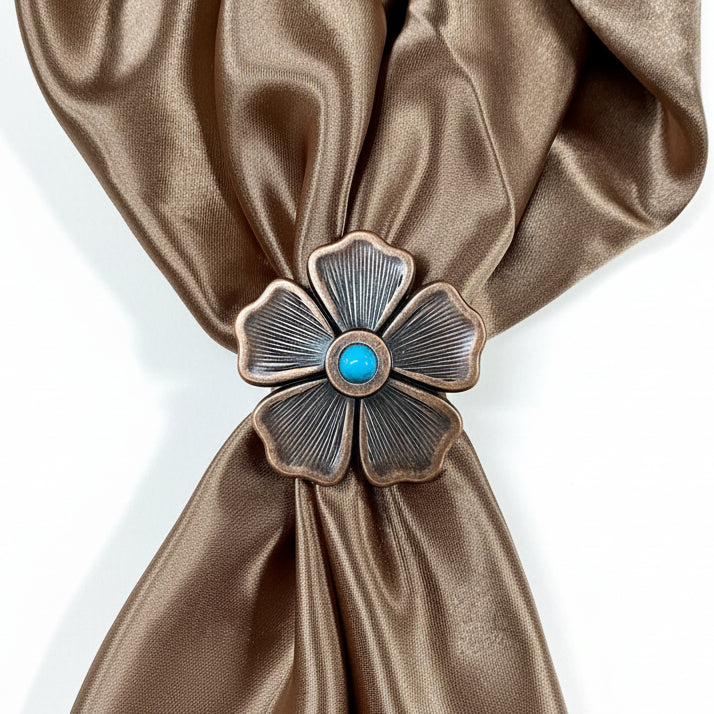 Copper Flower Turquoise Western Concho W111 — view 5