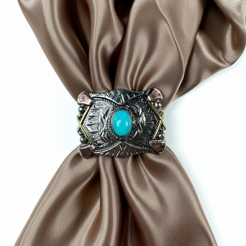 Antique Silver & Copper Turquoise Concho Concho W115 — view 6