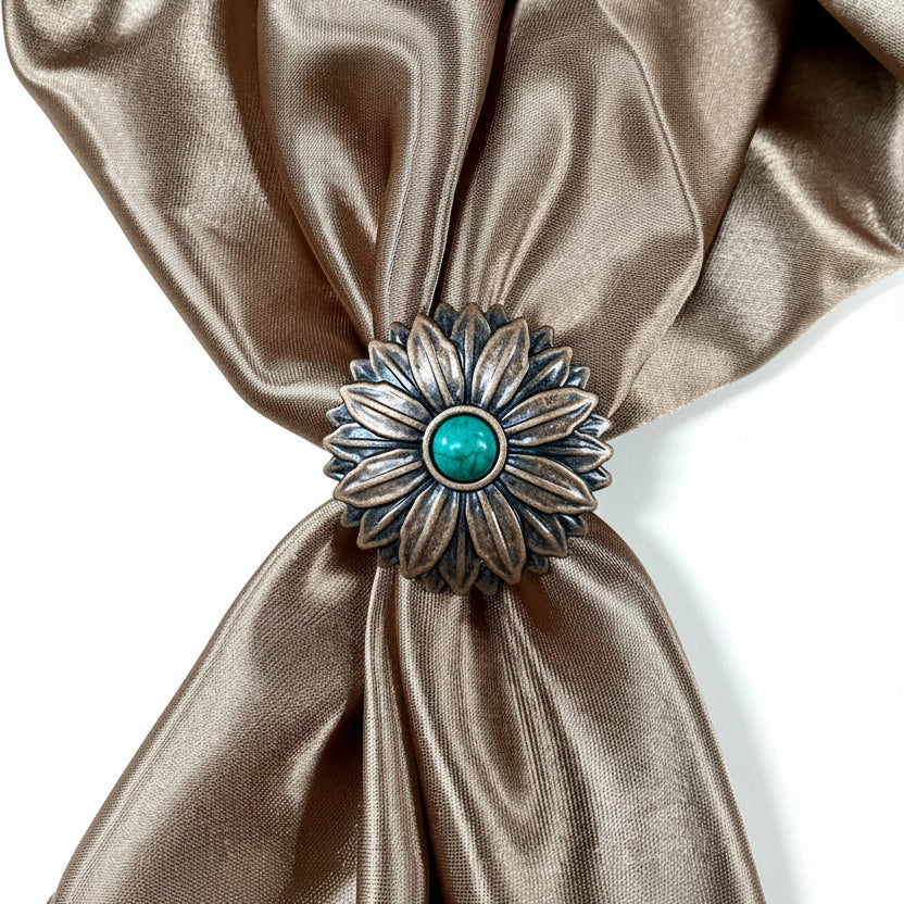 Copper Daisy Turquoise Western Concho W132 — view 9