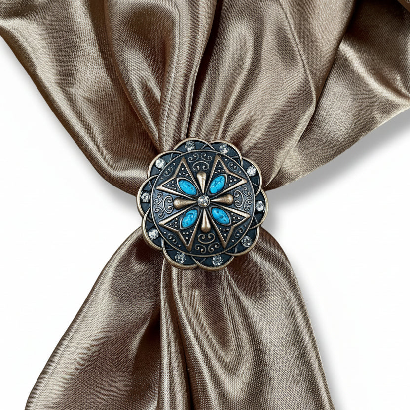 Copper Turquoise & Clear Crystal Western Concho W138 — view 9
