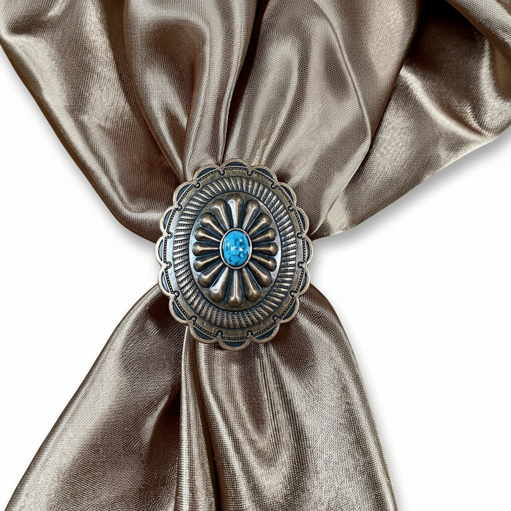 Copper Turquoise Oval Western Concho W179 — view 9