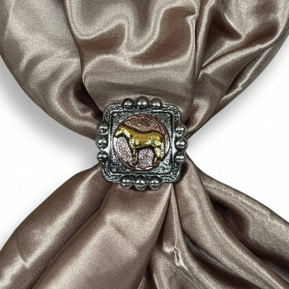 Antique Silver Square Concho with Gold Horse Western Concho W186 — view 9