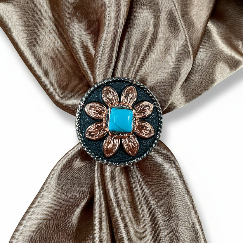 Copper Turquoise Sunflower Western Concho W188 — view 11