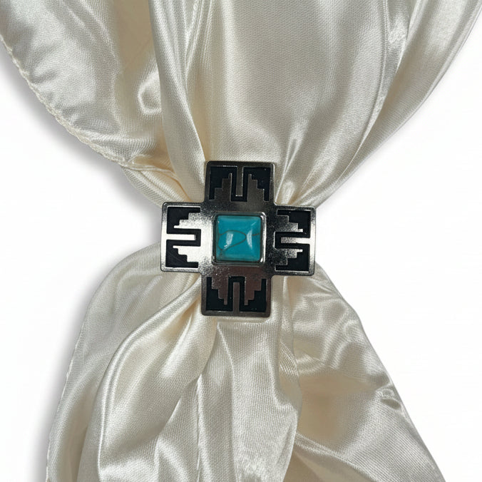 Southwest Antique Silver Turquoise Western Concho W201 — view 9