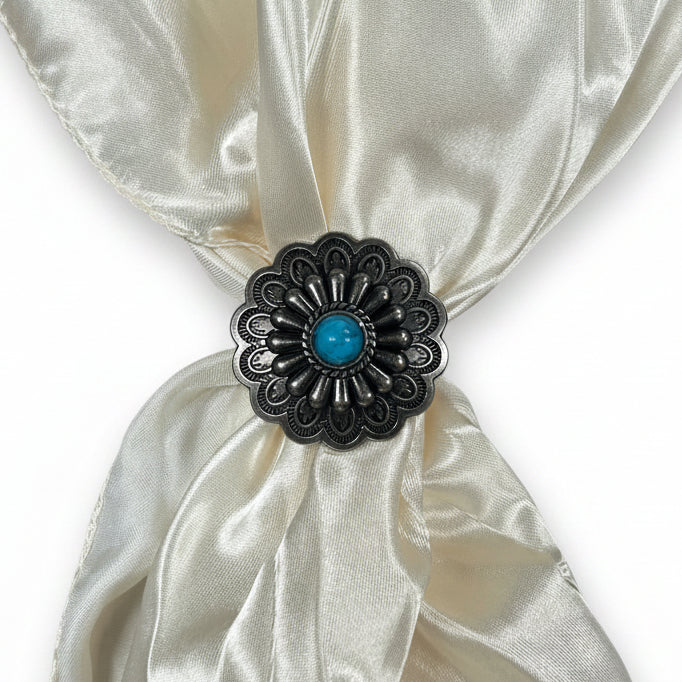 Antique Silver Turquoise Western Concho W203 — view 9