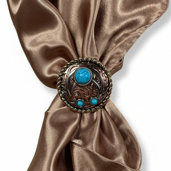 Copper Turquoise Blossom Western Concho W206 — view 7