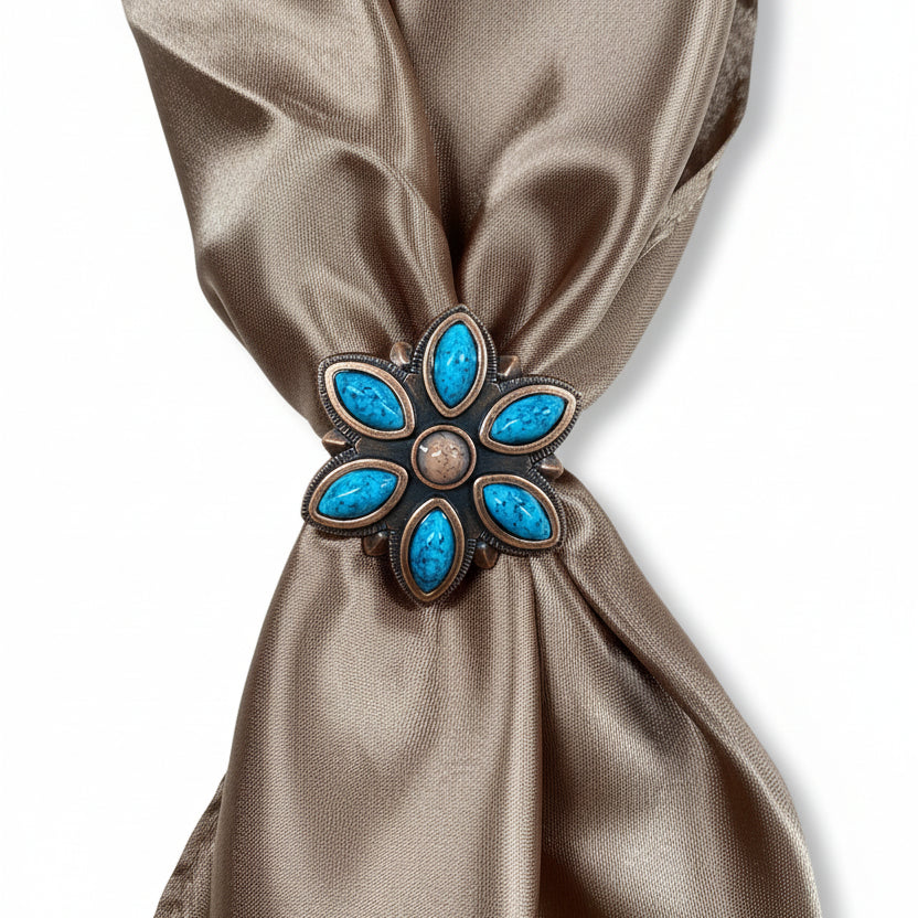 Copper Turquoise Flower Western Concho W207 — view 9
