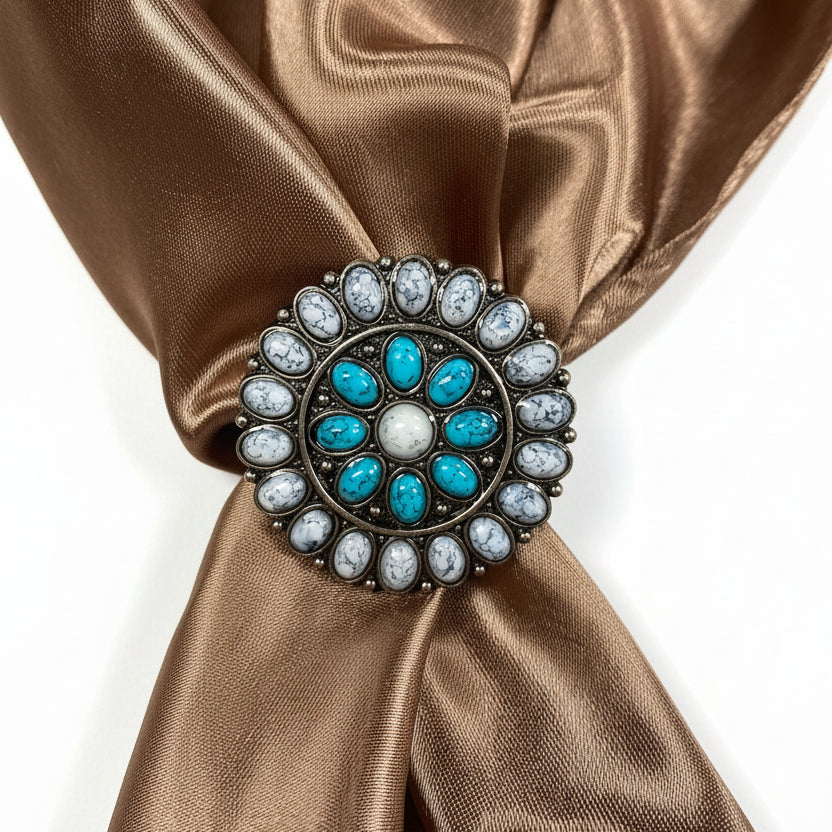 Blue and White Turquoise Western Concho W212 — view 7