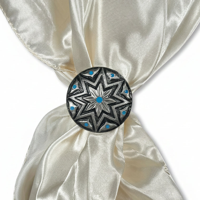 Starburst Antique Silver Turquoise Western Concho W214 — view 8