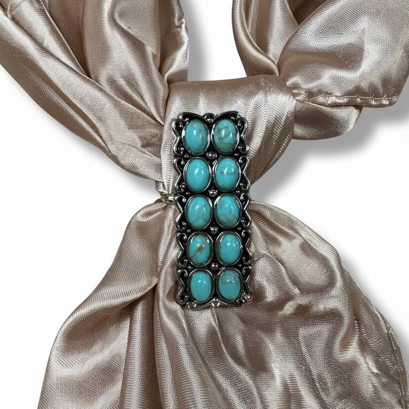 Antique Silver Rectangle Turquoise Concho W216 — view 4