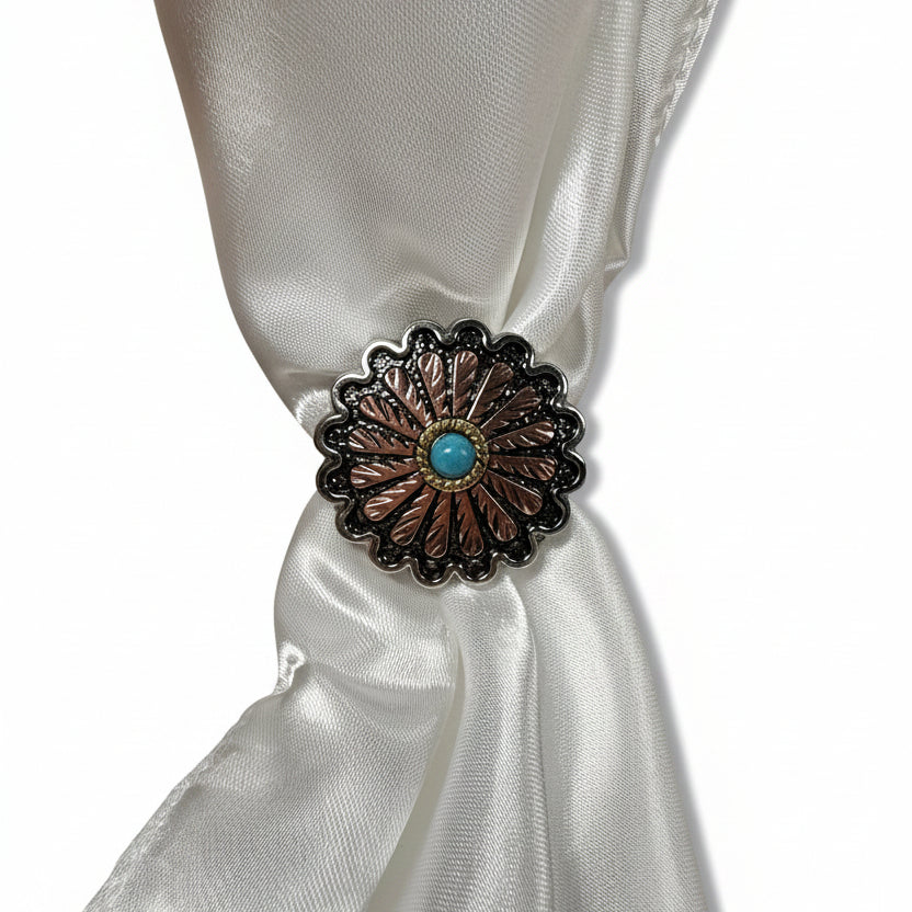 Antique Silver and Copper Floral Western Concho W220 — view 10