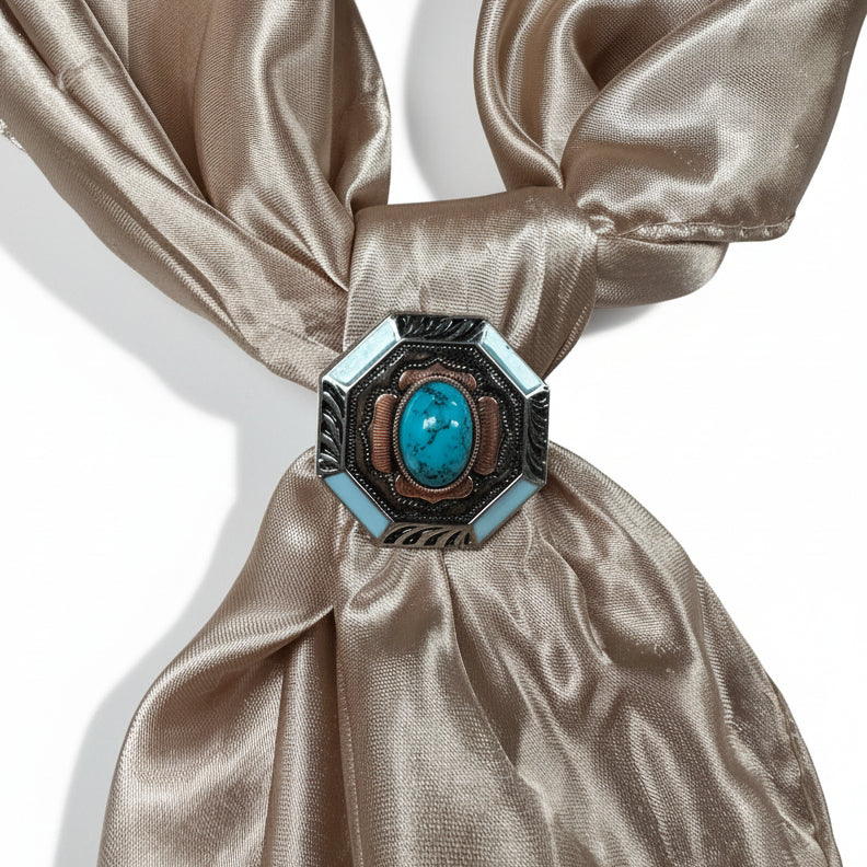 Octagon Turquoise Floral Western Concho W221 — view 8