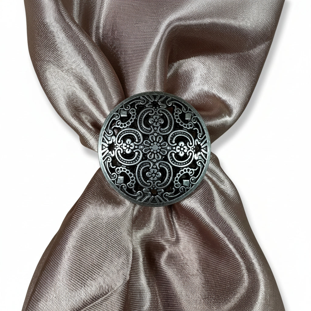 Antique Silver Floral Engraved Western Concho W225 — view 9