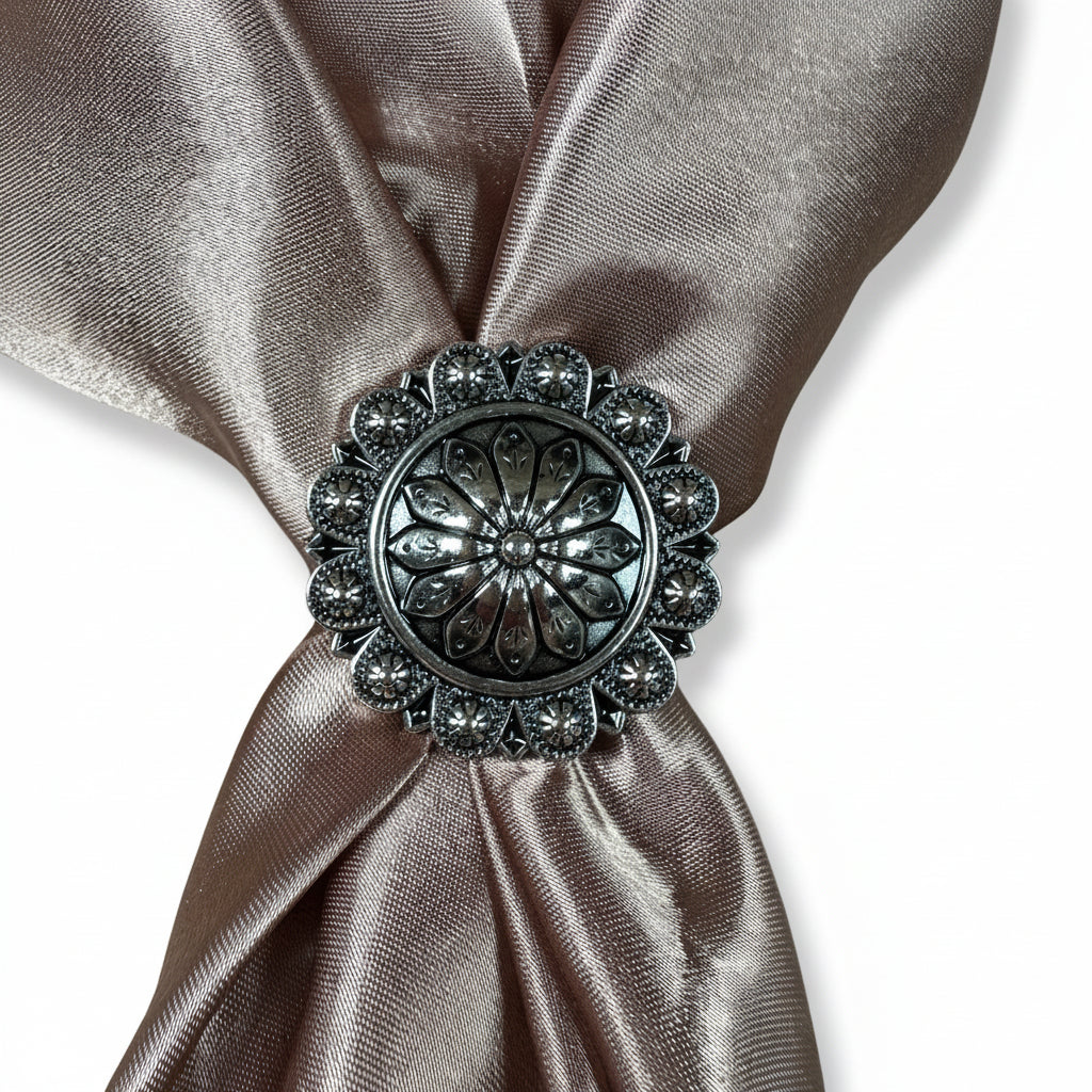 Antique Silver Flower and Berry Western Concho W226 — view 9