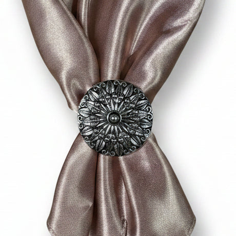 Antique Silver Floral Pinwheel Western Concho W227 — view 7