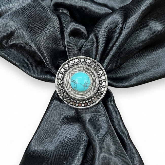 Antique Silver Turquoise Dot Western Concho W232 — view 7