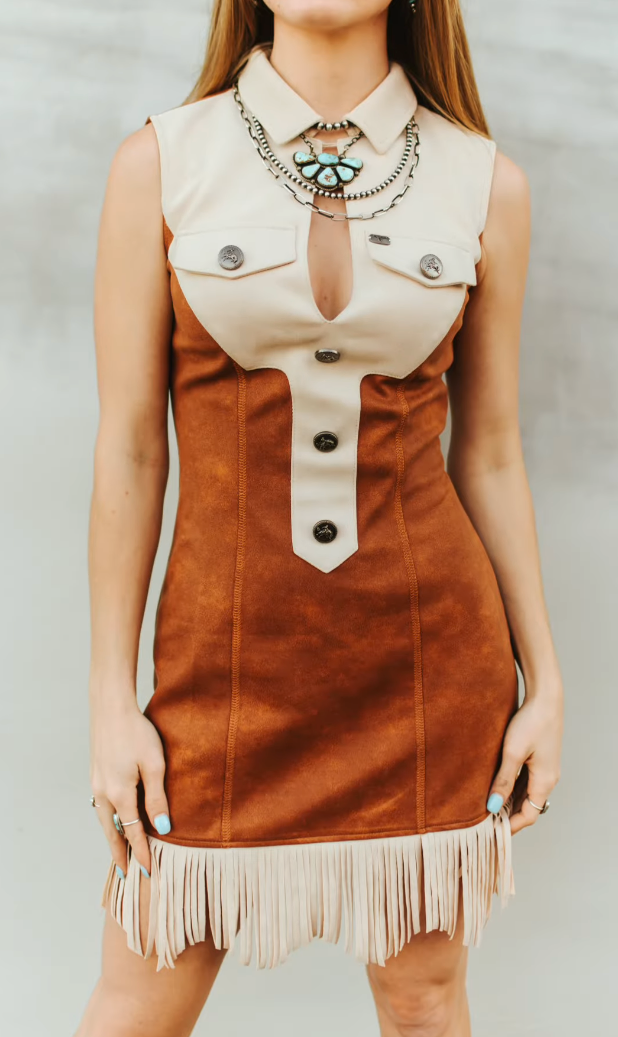 Wynonna Faux Suede Fringe | Dress — view 2