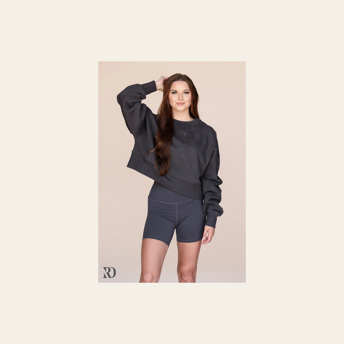 Warmup Pullover | Charcoal on a warm cream background