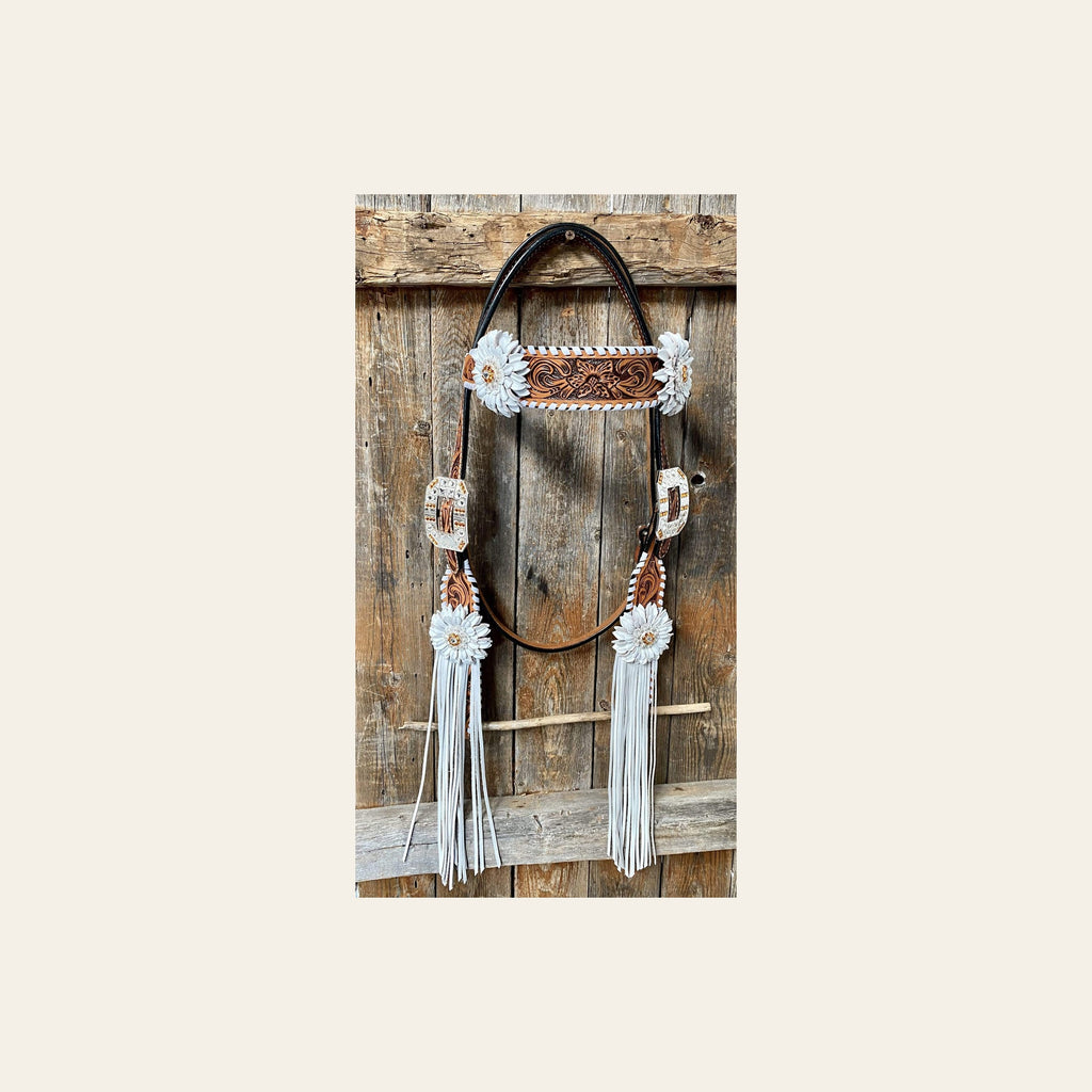 Whipstitch Headstall -Golden & Daisy #BB265 on a warm cream background