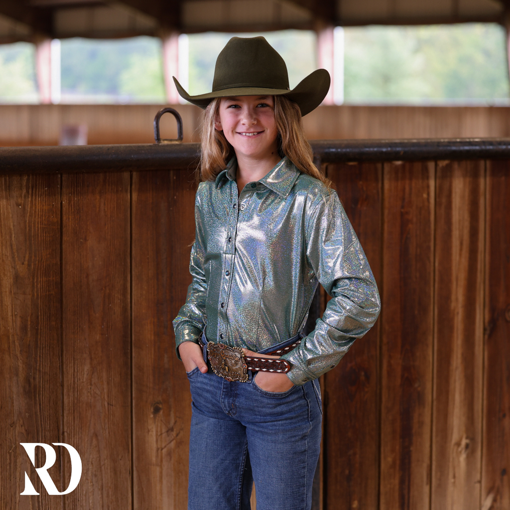 *youth* Dusty Teal Sparkle Performance Shirt — view 2
