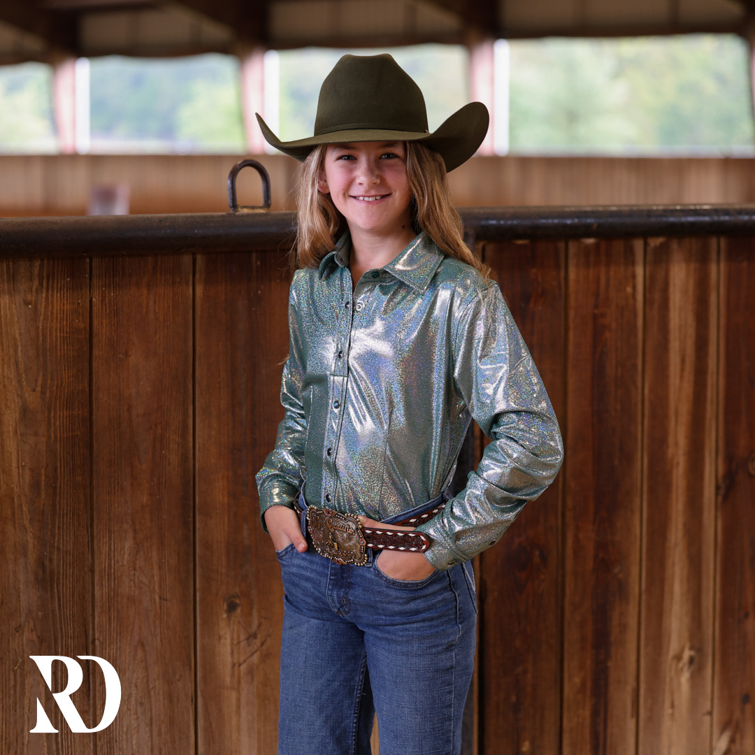 *youth* Dusty Teal Sparkle Performance Shirt — view 2