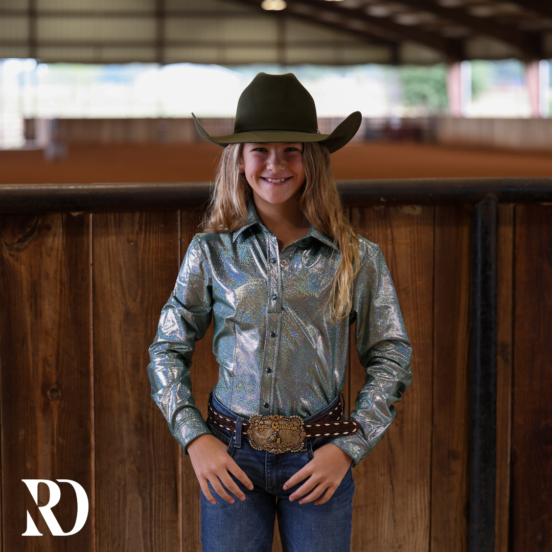 *youth* Dusty Teal Sparkle Performance Shirt