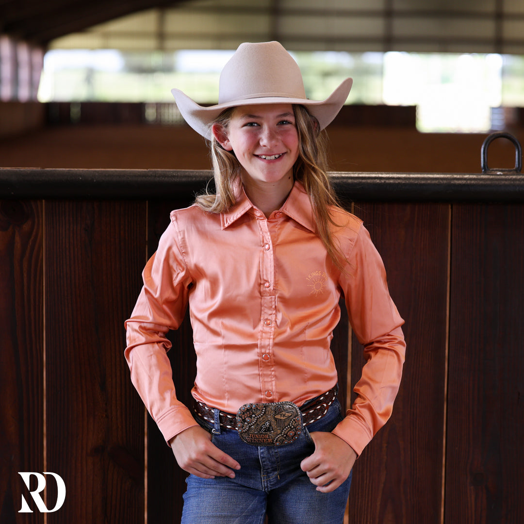 *youth* God On The Mountain Peach Satin Performance Rodeo Shirt