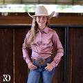 *youth* He Owns The Cattle Mauve Satin Performance Rodeo Shirt