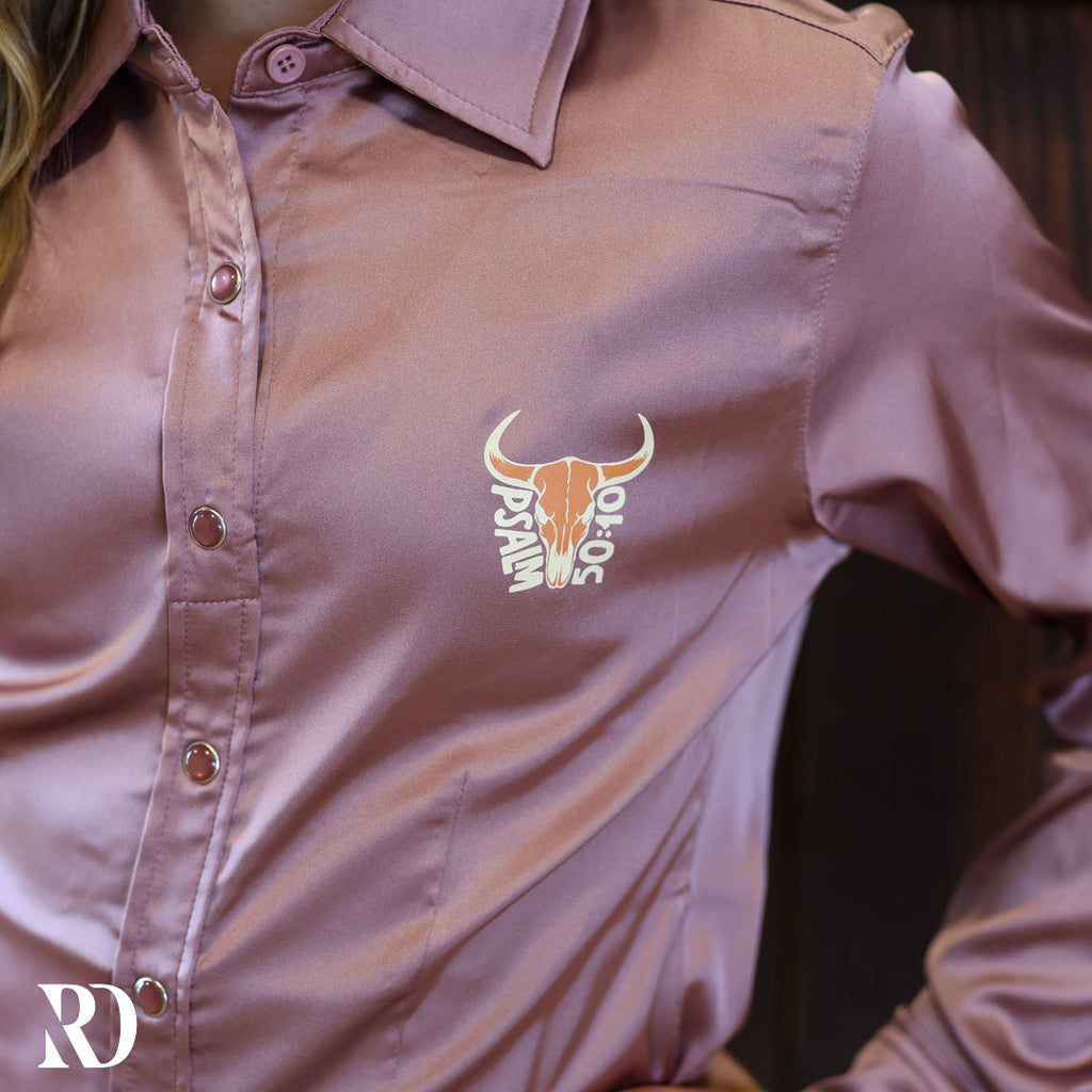 *youth* He Owns The Cattle Mauve Satin Performance Rodeo Shirt — view 4