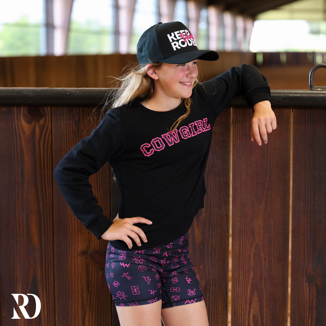*youth* Pink Cattle Brands | Cowgirl Crewneck — view 3