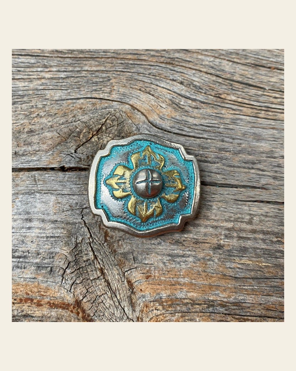 A Touch of Turquoise Concho 1" W109S on a warm cream background
