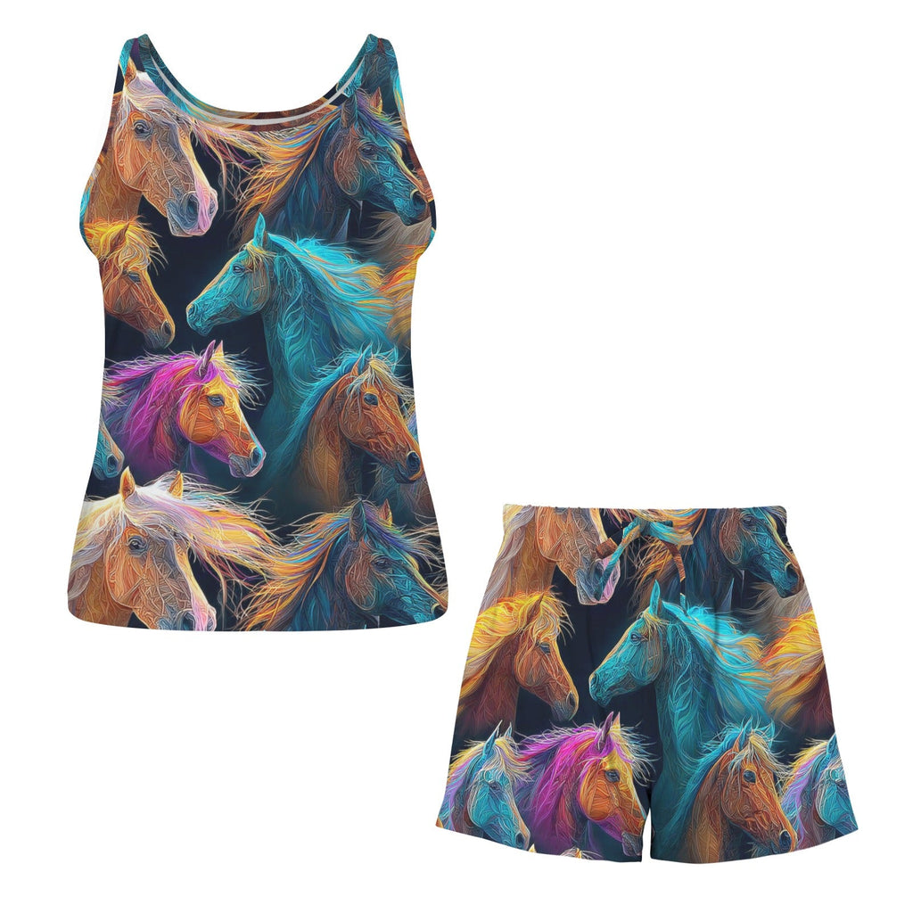Baha Ranch Colorful Horses Pajama Lounge Tank Shorts Set Made in America by Baha Ranch Western Wear - product image 4
