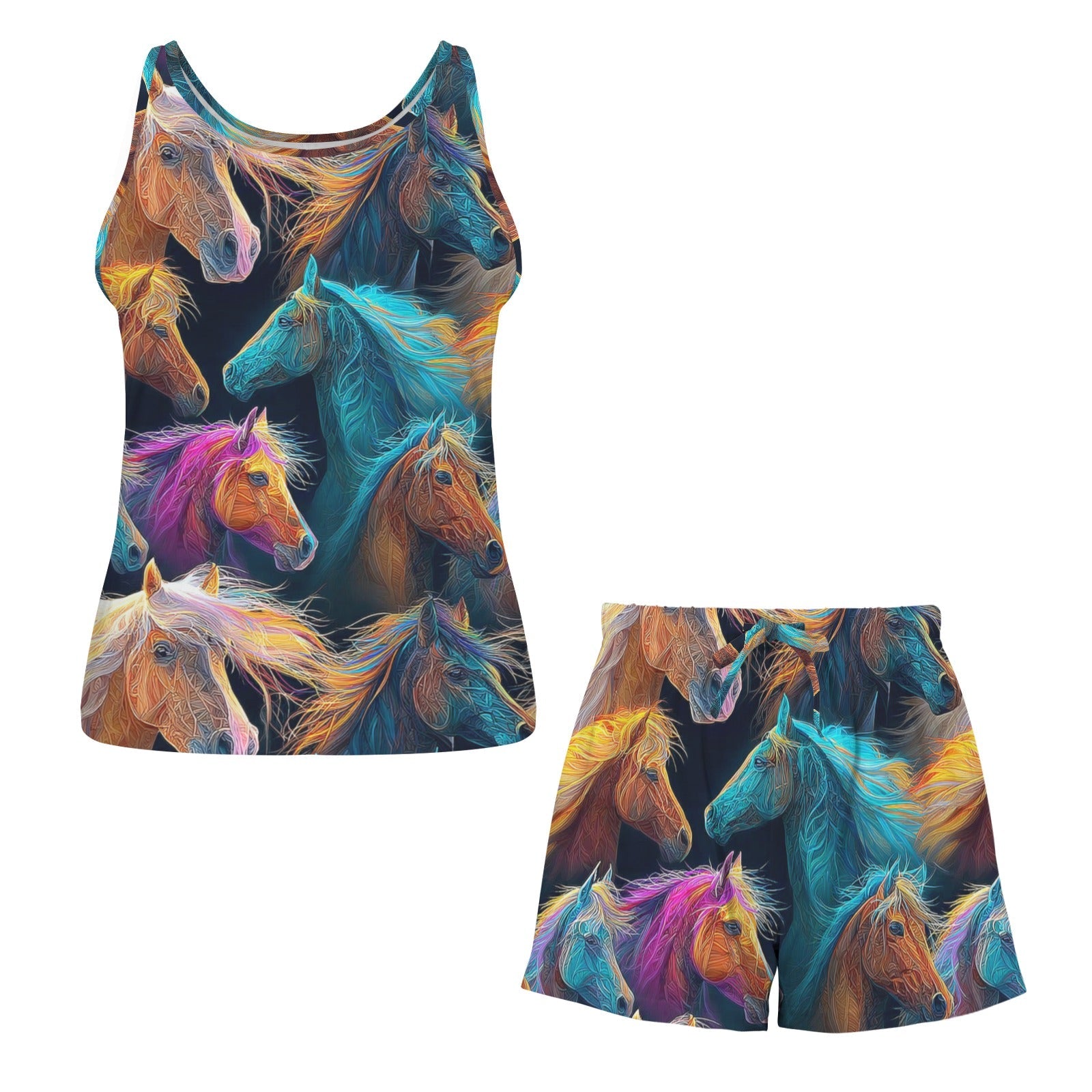 Baha Ranch Colorful Horses Pajama Lounge Tank Shorts Set Made in America by Baha Ranch Western Wear - product image 4