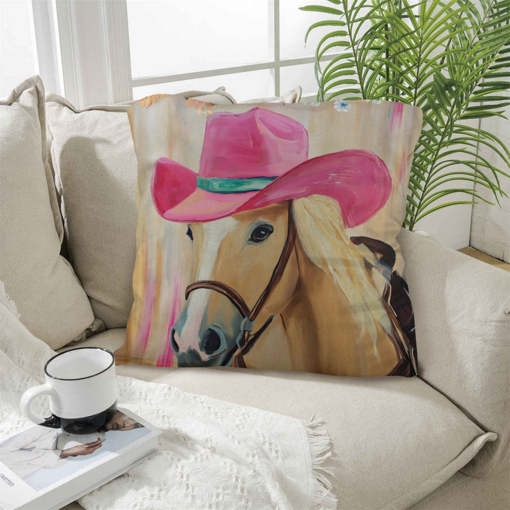 Baha Ranch Pink Cowgirl Horse Pillow Case by Baha Ranch Western Wear