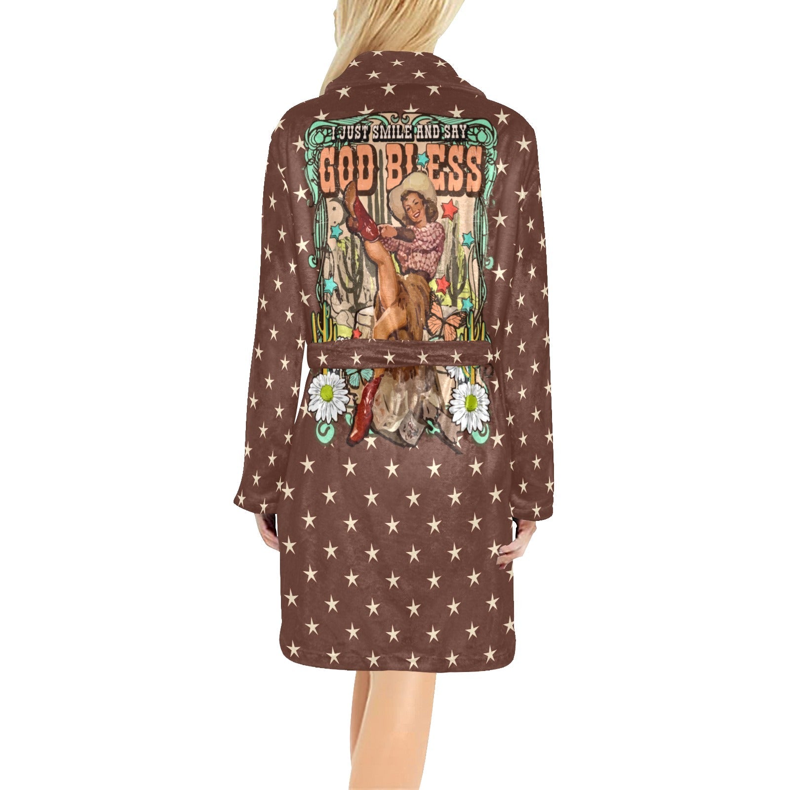 Baha Ranch Cowgirl Says God Bless Women's Western Bath Robe by Baha Ranch Western Wear - product image 3