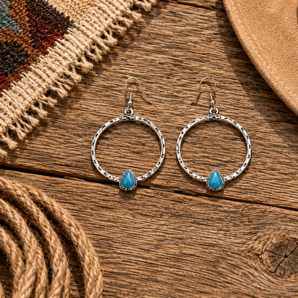 Triangle Fashion Turquoise Hoop Dangle Earrings