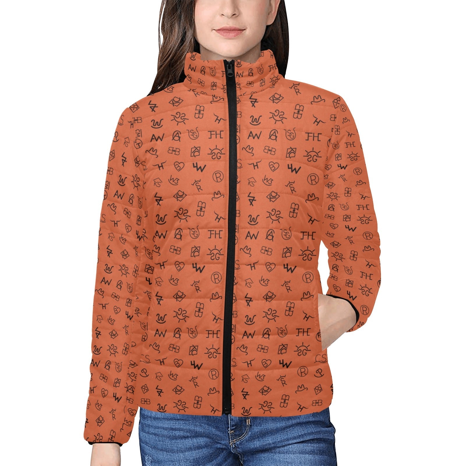 Rust Cattle Brands Women's Puffy Bomber Jacket by Baha Ranch Western Wear