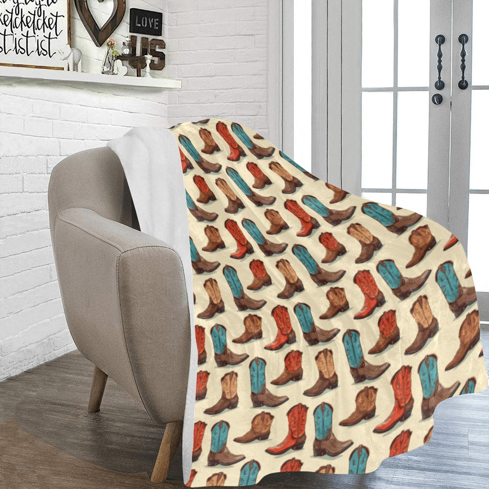 Baha Ranch Got My Boots Western Micro Fleece Throw Blanket 60" x 80" Made in America by Baha Ranch Western Wear