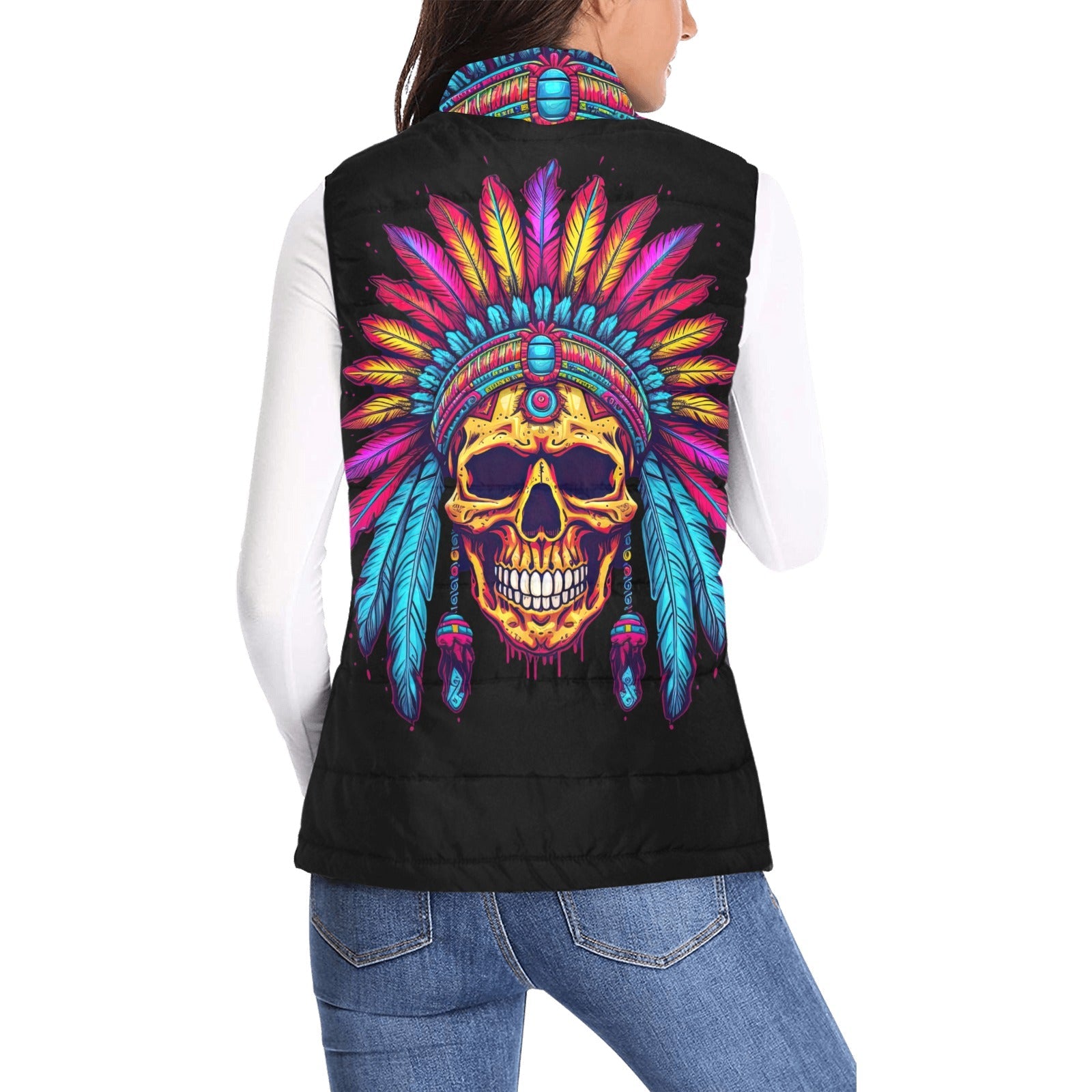 Baha Ranch Indian Skull Women's Puffy Vest by Baha Ranch Western Wear