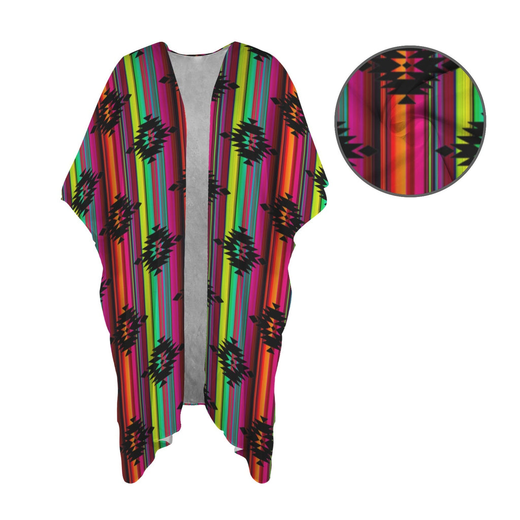 Baha Ranch Neon Aztec Duster Kimono Coverup Women's Long Cover Up by Baha Ranch Western Wear - product image 4