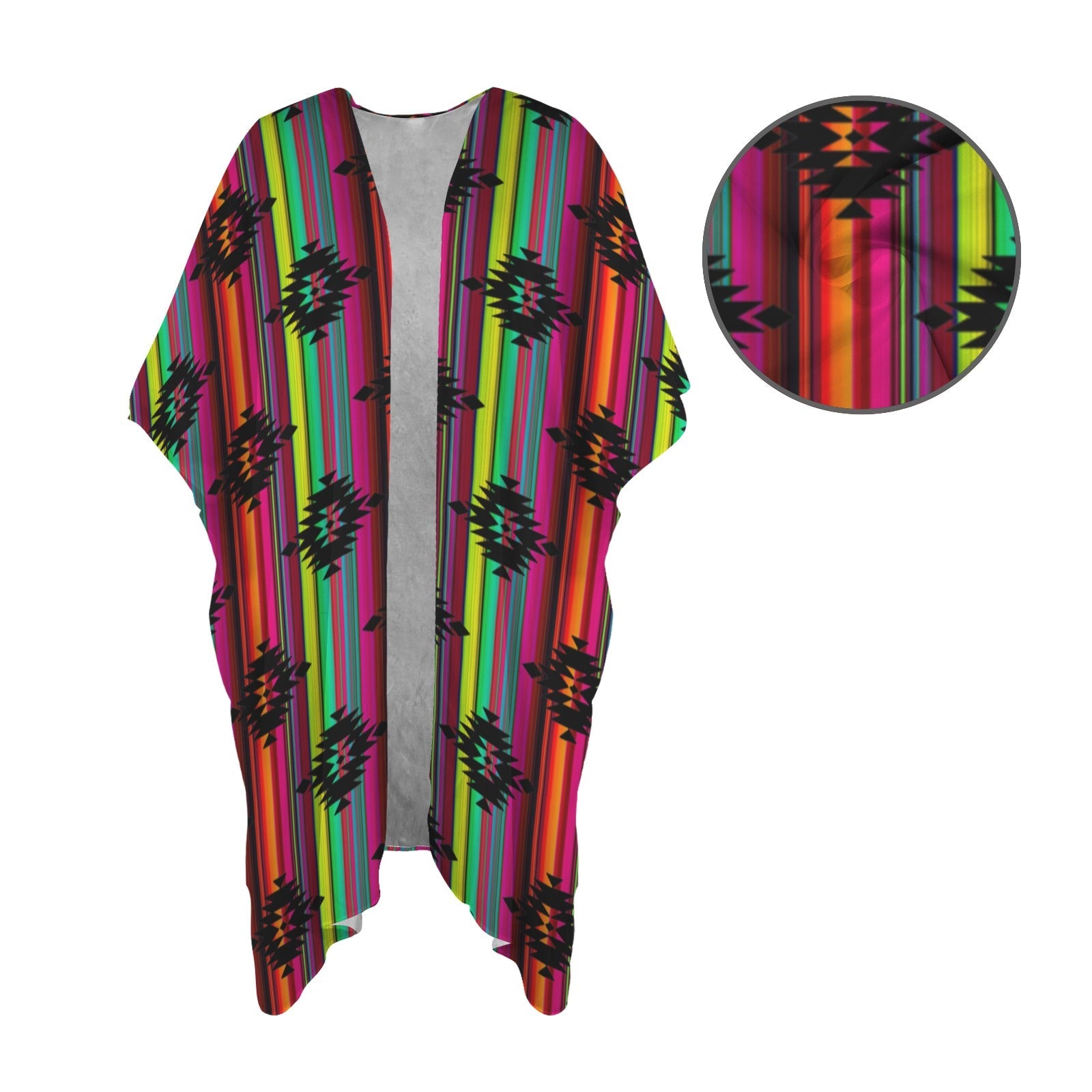 Baha Ranch Neon Aztec Duster Kimono Coverup Women's Long Cover Up by Baha Ranch Western Wear - product image 4