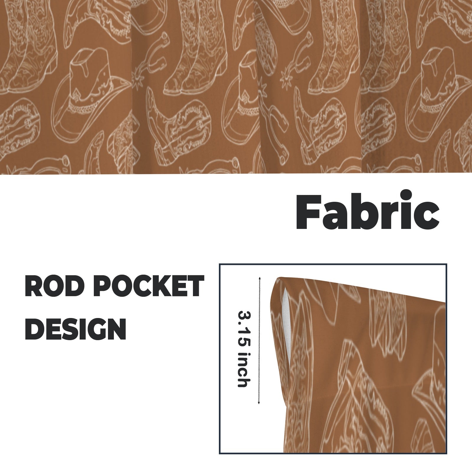 Baha Ranch Western Print Curtains Window Curtain 28"x40" (2-Piece) Made in America by Baha Ranch Western Wear - product...