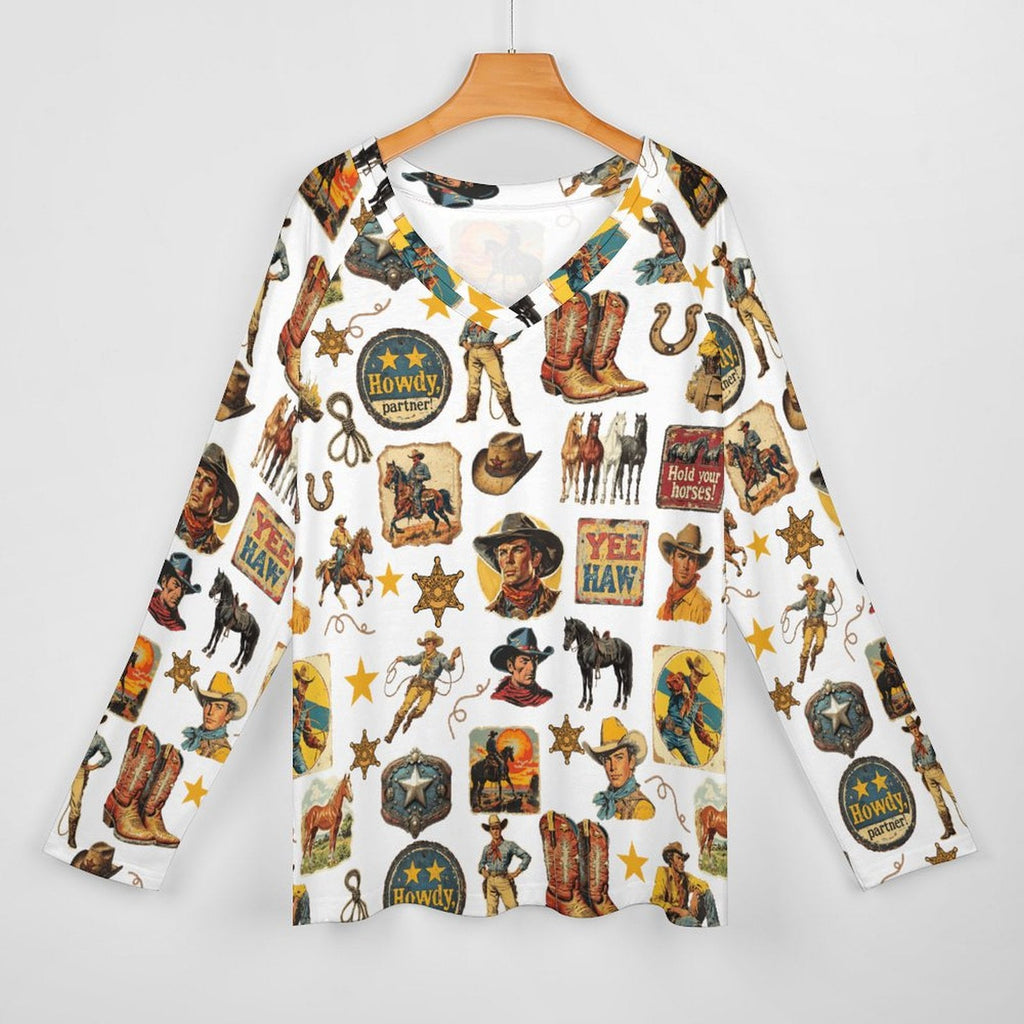 Baha Ranch Long Sleeve Vintage Cowboy Collage Top by Baha Ranch Western Wear - product image 2